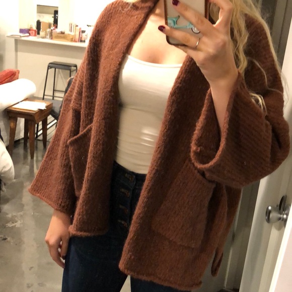 Roxy Sweaters - NWT Roxy Rust Boxy Wool Blend Cardigan